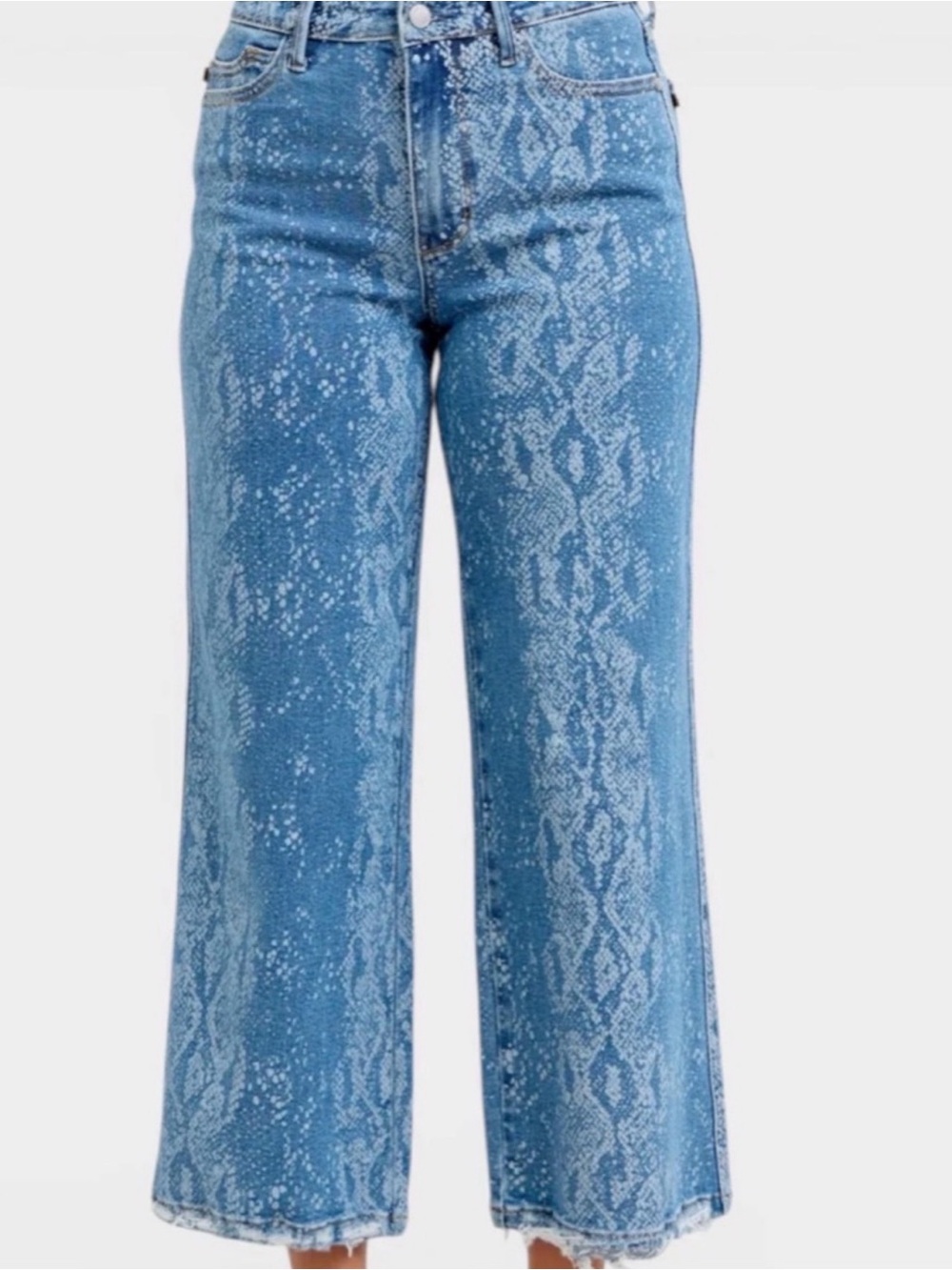 Judy Blue Blue Snake-Print Wide-Leg Jeans